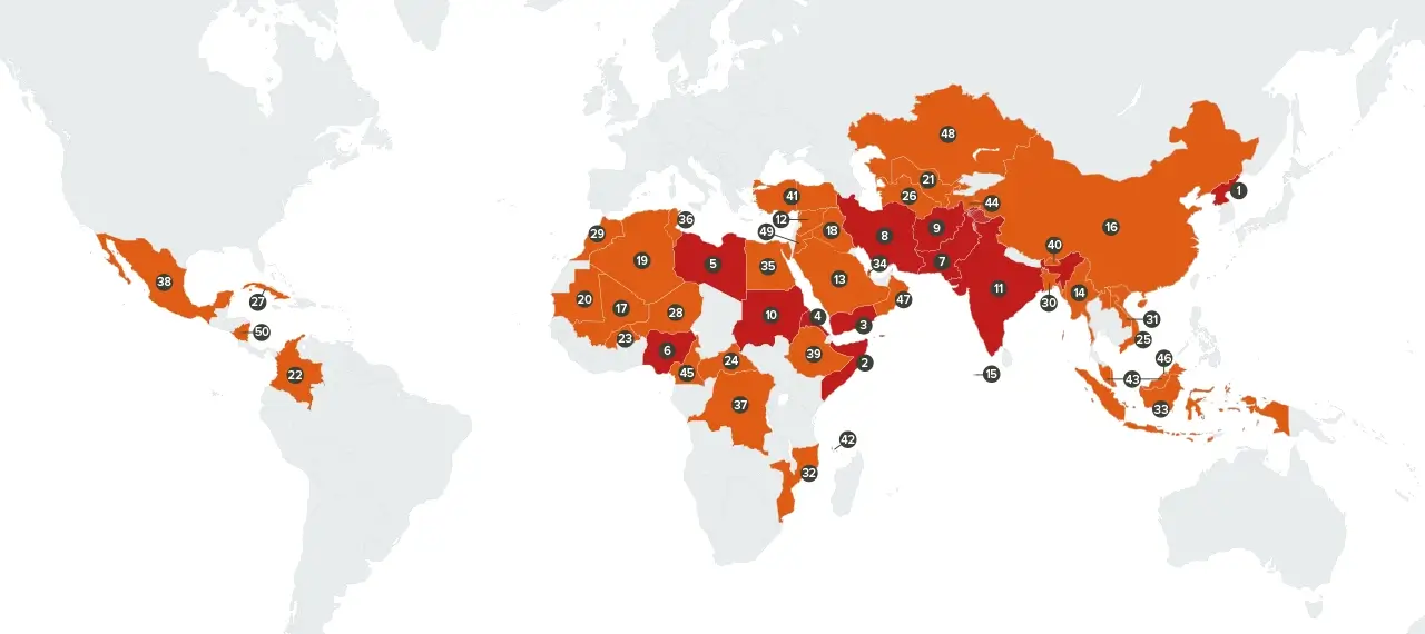 Los 50 países donde los cristianos son más perseguidos